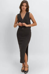 Button-Front Vest & Maxi Skirt Sweater Set | Forever 21 Womens