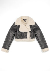 Cropped Faux Leather & Shearling Moto Jacket | Forever 21 Womens