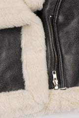 Cropped Faux Leather & Shearling Moto Jacket | Forever 21 Womens