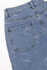 Embroidered Bow Print Wide-Leg Jeans | Forever 21 Womens