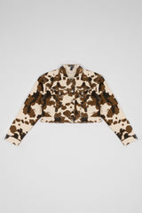 Cropped Cow Print Denim Jacket | Forever 21 Womens