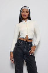 Contrast-Trim Cropped Cardigan Sweater | Forever 21 Womens