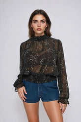 Celestial Print Sheer Chiffon Top | Forever 21 Womens