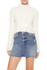 Distressed Mock Neck Sweater | Forever 21 Womens