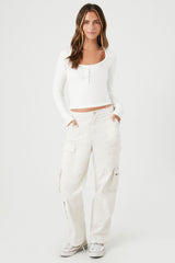 Cropped Sweater-Knit Henley Top | Forever 21 Womens