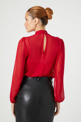 Chiffon Mock Neck Bodysuit | Forever 21 Womens