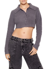 Cropped Rib-Knit Cardigan Sweater | Forever 21 Womens