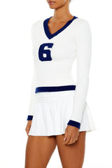 6 Graphic V-Neck Sweater | Forever 21 Womens