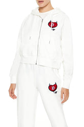 Embroidered Devil Heart Zip-Up Hoodie | Forever 21 Womens