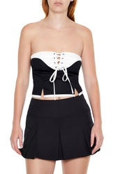 Colorblock Lace-Up Tube Crop Top | Forever 21 Womens