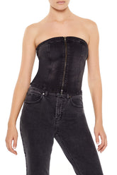 Denim Zip-Front Cropped Tube Top | Forever 21 Womens