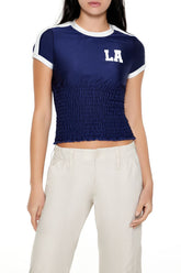 Smocked Ringer LA Cropped Tee | Forever 21 Womens