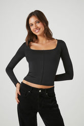 Fitted Long-Sleeve Crop Top | Forever 21 Womens