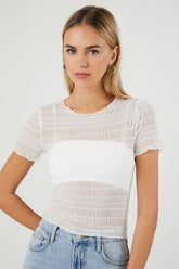 Sheer Mesh Lettuce-Edge Tee | Forever 21 Womens