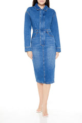 Denim Button-Front Midi Dress | Forever 21 Womens