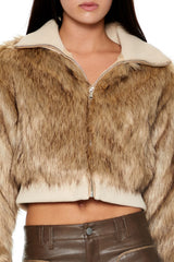 Cropped Faux Fur Bomber Jacket | Forever 21 Womens