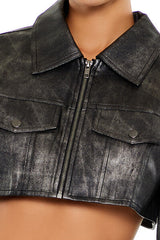 Cropped Metallic Moto Jacket | Forever 21 Womens