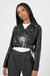 Cropped Faux Leather Moto Jacket | Forever 21 Womens