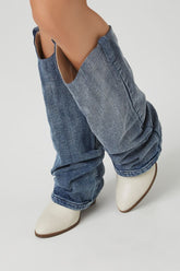 Denim & Faux Leather Boots | Forever 21 Womens