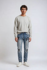 F21 Mens Cross Embroidered Skinny Jeans | Forever 21 Mens