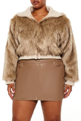 Plus Size Cropped Faux Fur Jacket - Forever 21