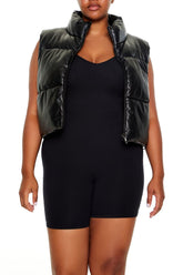 Plus Size Faux Leather Puffer Vest - Forever 21