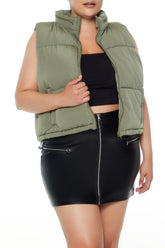 Plus Size Cropped Puffer Vest - Forever 21