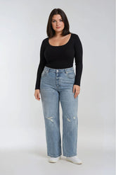 Plus Size Distressed Wide-Leg Jeans - Forever 21