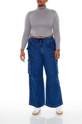 Plus Size Mid-Rise Cargo Jeans - Forever 21