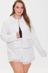 Plus Size Tweed Fringe Shorts - Forever 21