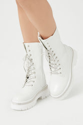 Rhinestone-Trim Combat Boots - Forever 21