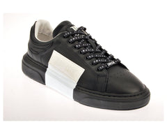 Black and White Leather Logo Low Top Sneakers - Forever 21