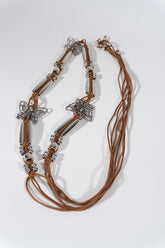 Braided Leather Butterfly Charm Belt - Forever 21