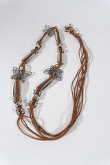 Braided Leather Butterfly Charm Belt - Forever 21