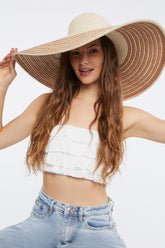 Oversized Striped Straw Floppy Hat - Forever 21