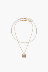 Butterfly & Bead Necklace Set - Forever 21