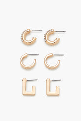 Rhinestone Geo Hoop Earring Set - Forever 21