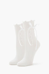 Bow Lettuce-Edge Crew Socks - Forever 21
