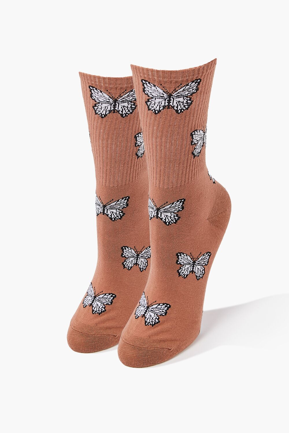 Butterfly Print Crew Socks - Forever 21
