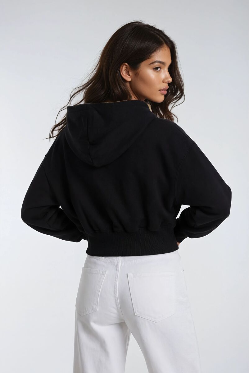 Cropped Lace-Lined Hood & Embroidered-Bow Hoodie | Forever 21 Womens