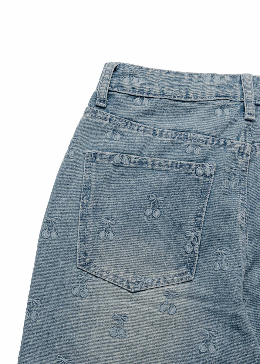 Cherry Embroidered Wide-Leg Jeans | Forever 21 Womens