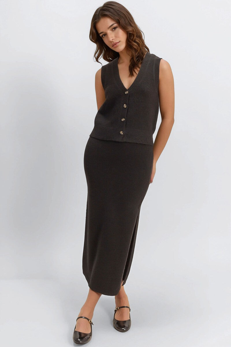 Button-Front Vest & Maxi Skirt Sweater Set | Forever 21 Womens