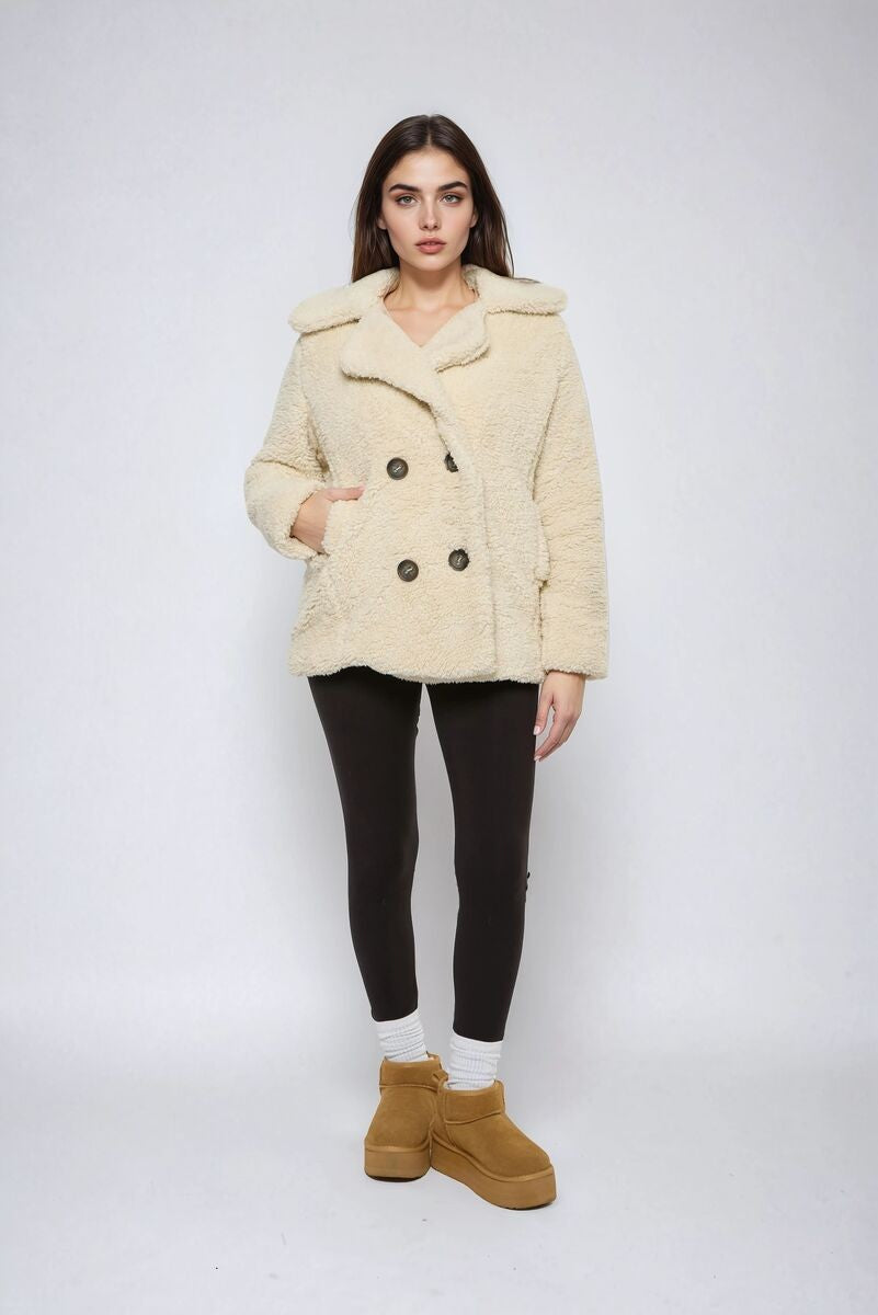 Double-Breasted Faux Shearling Coat | Forever 21 Womens
