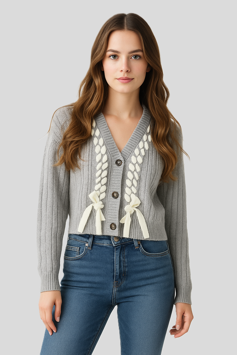 Braided Ribbon Cropped Cardigan Sweater | Forever 21 Womens