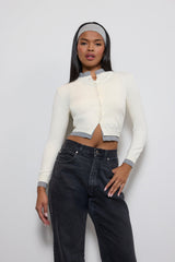 Contrast-Trim Cropped Cardigan Sweater | Forever 21 Womens