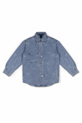 Embroidered Bow Print Oversized Denim Shirt | Forever 21 Womens