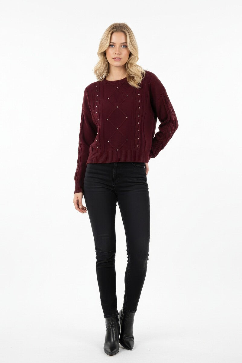 Embellished Cable-Knit Cropped Sweater | Forever 21 Womens