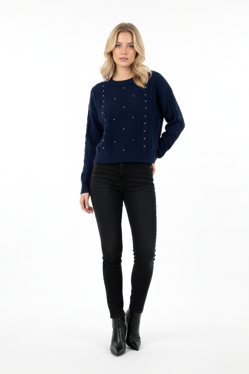 Embellished Cable-Knit Cropped Sweater | Forever 21 Womens