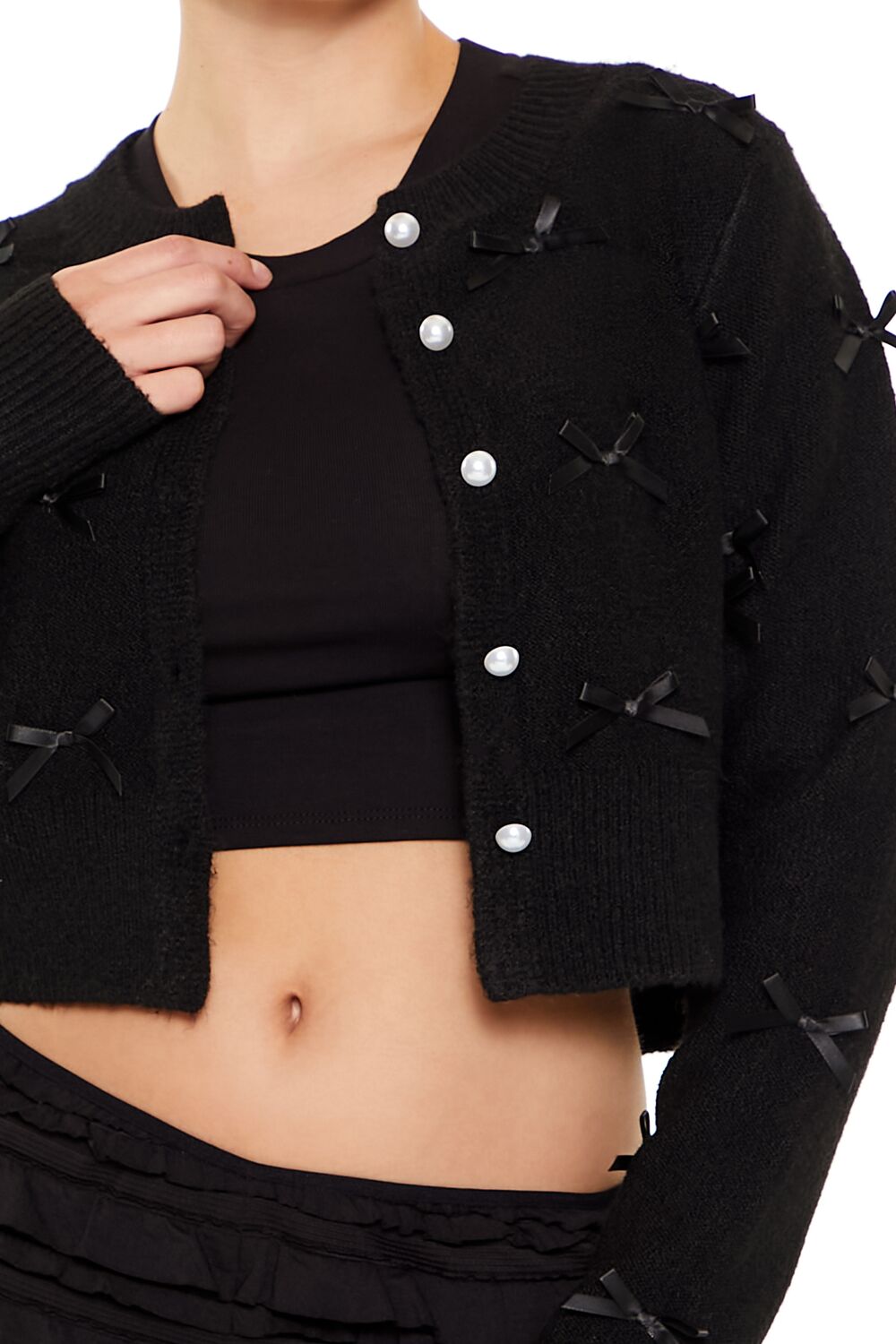 Bow & Faux Pearl Cardigan Sweater | Forever 21 Womens