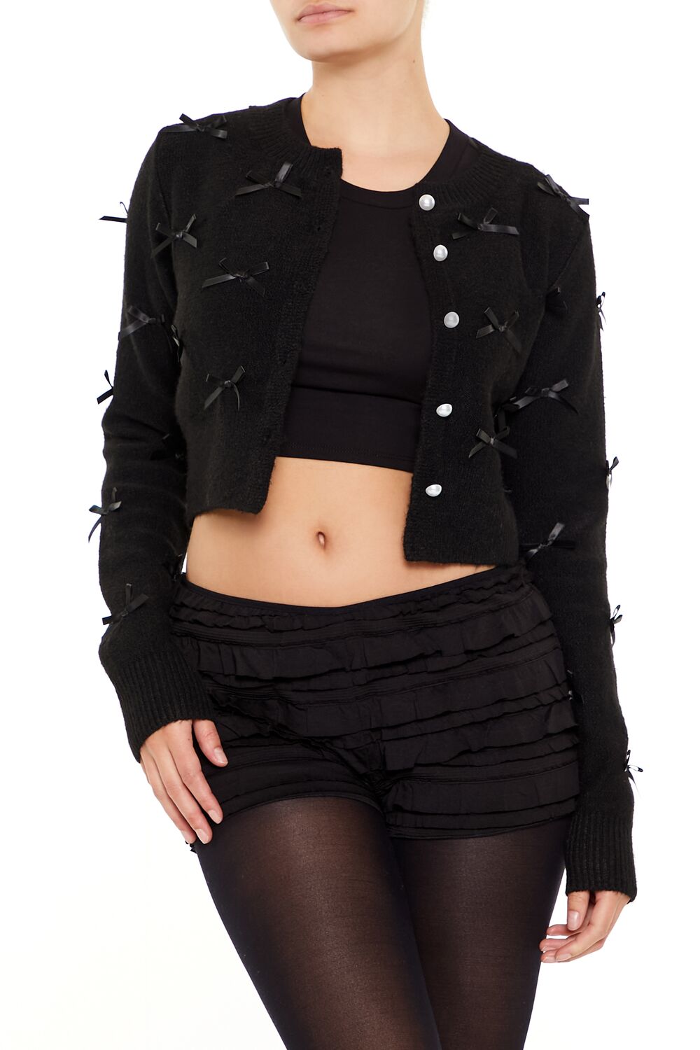 Bow & Faux Pearl Cardigan Sweater | Forever 21 Womens